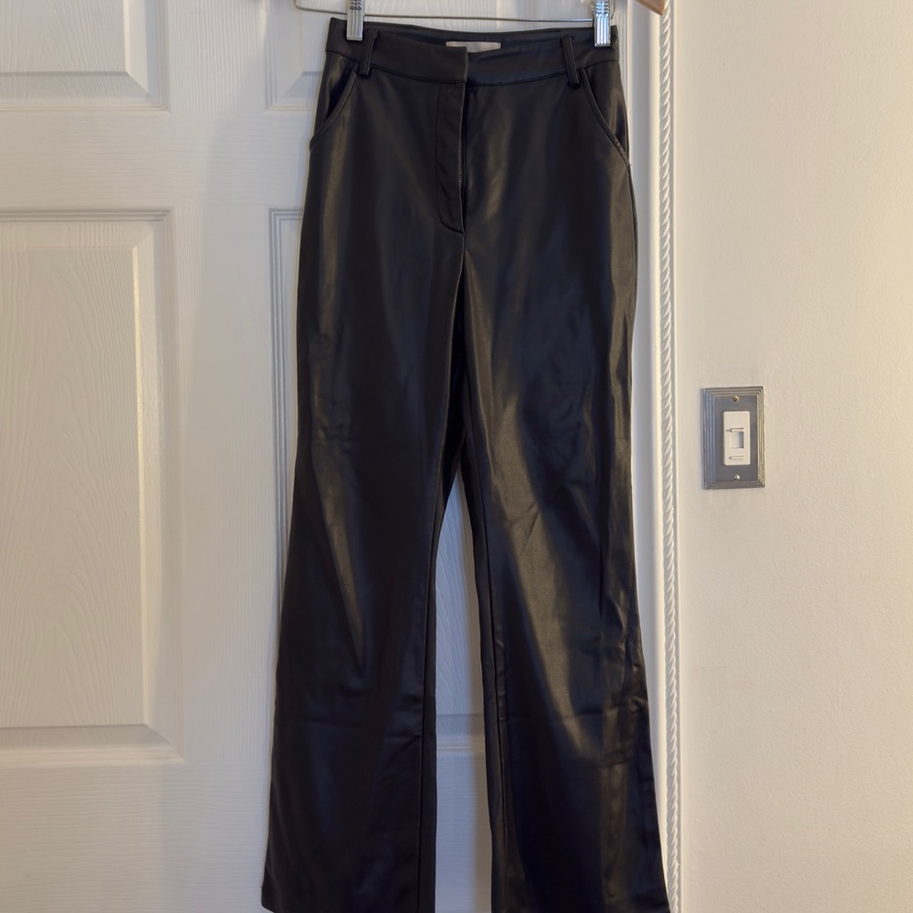 Meshki black faux leather trousers Size XS